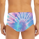 Teal And Pink Tie Dye Print Men's Triangle Swim Briefs
