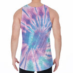 Teal And Pink Tie Dye Print Men's Velvet Tank Top