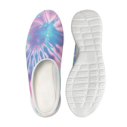 Teal And Pink Tie Dye Print Mesh Casual Shoes