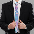 Teal And Pink Tie Dye Print Necktie