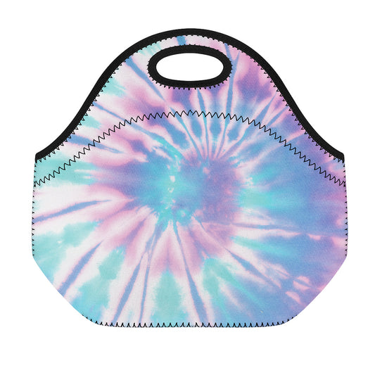 Teal And Pink Tie Dye Print Neoprene Lunch Bag