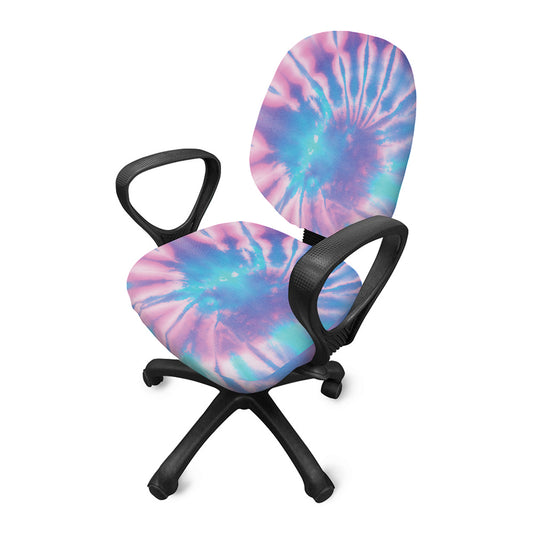 Teal And Pink Tie Dye Print Office Chair Cover