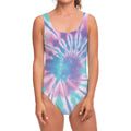 Teal And Pink Tie Dye Print One Piece Swimsuit