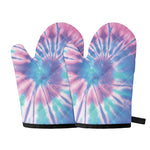 Teal And Pink Tie Dye Print Oven Mitts