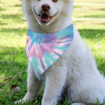 Teal And Pink Tie Dye Print Over The Collar Dog Bandana