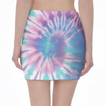 Teal And Pink Tie Dye Print Pencil Mini Skirt