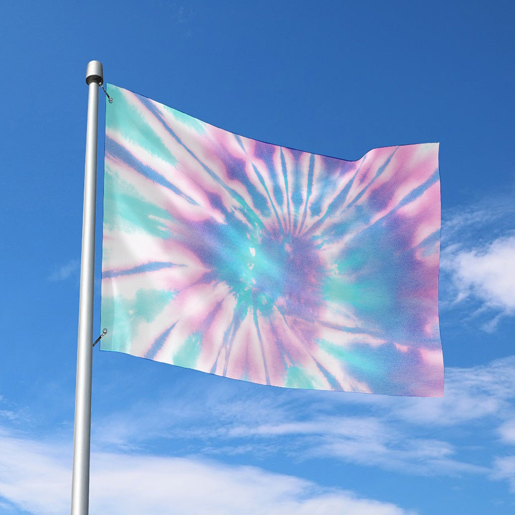 Teal And Pink Tie Dye Print Polyester Flag