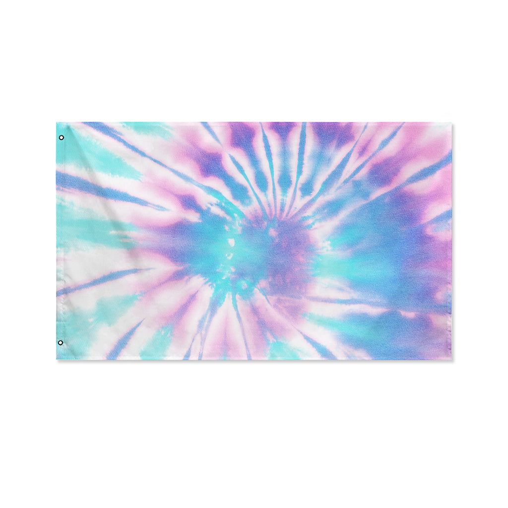 Teal And Pink Tie Dye Print Polyester Flag