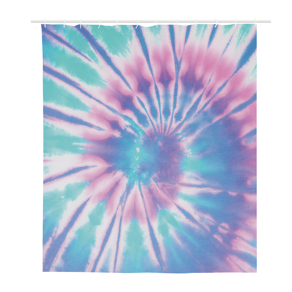 Teal And Pink Tie Dye Print Polyester Shower Curtain