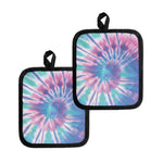 Teal And Pink Tie Dye Print Pot Holders