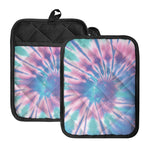 Teal And Pink Tie Dye Print Pot Holders With Pocket