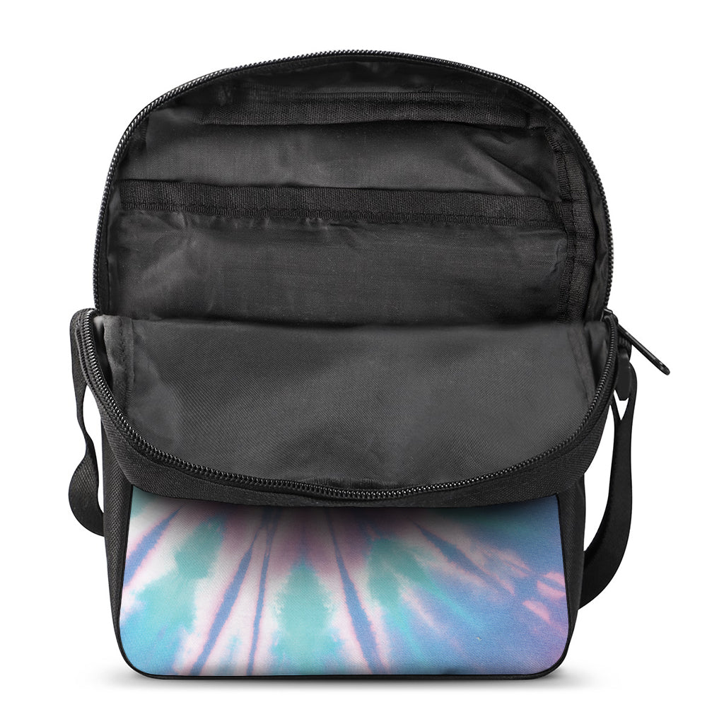Teal And Pink Tie Dye Print Rectangular Crossbody Bag