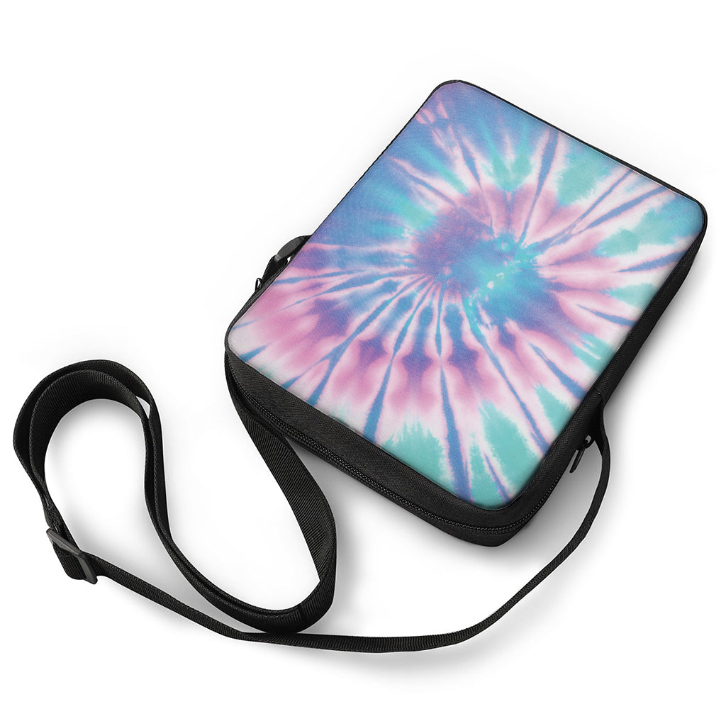 Teal And Pink Tie Dye Print Rectangular Crossbody Bag