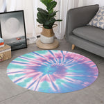Teal And Pink Tie Dye Print Round Rug