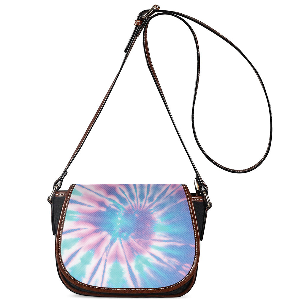 Teal And Pink Tie Dye Print Saddle Bag
