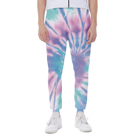 Teal And Pink Tie Dye Print Scuba Joggers