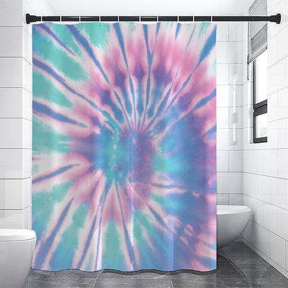 Teal And Pink Tie Dye Print Shower Curtain