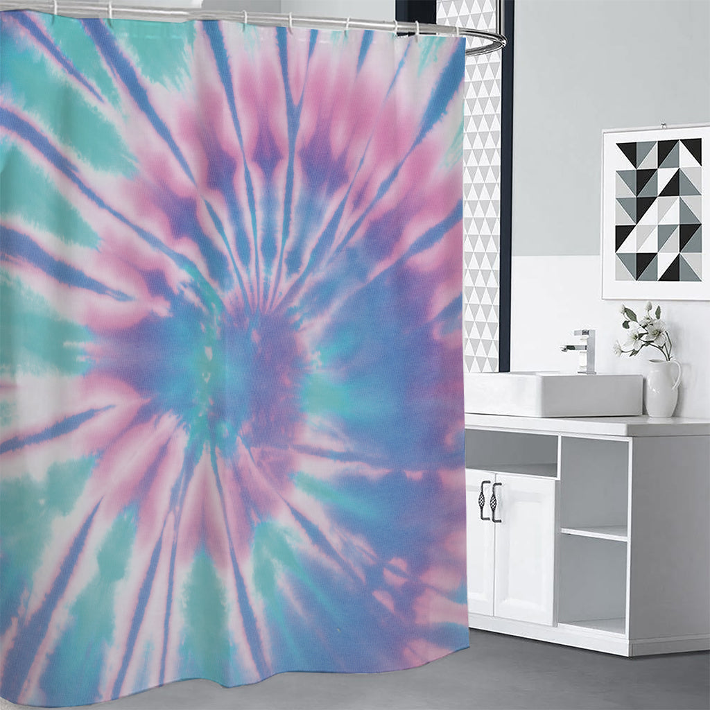 Teal And Pink Tie Dye Print Shower Curtain