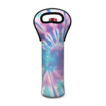 Teal And Pink Tie Dye Print Single Neoprene Wine Tote