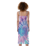 Teal And Pink Tie Dye Print Slim Fit Midi Cami Dress