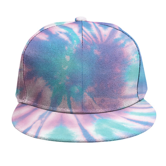 Teal And Pink Tie Dye Print Snapback Cap