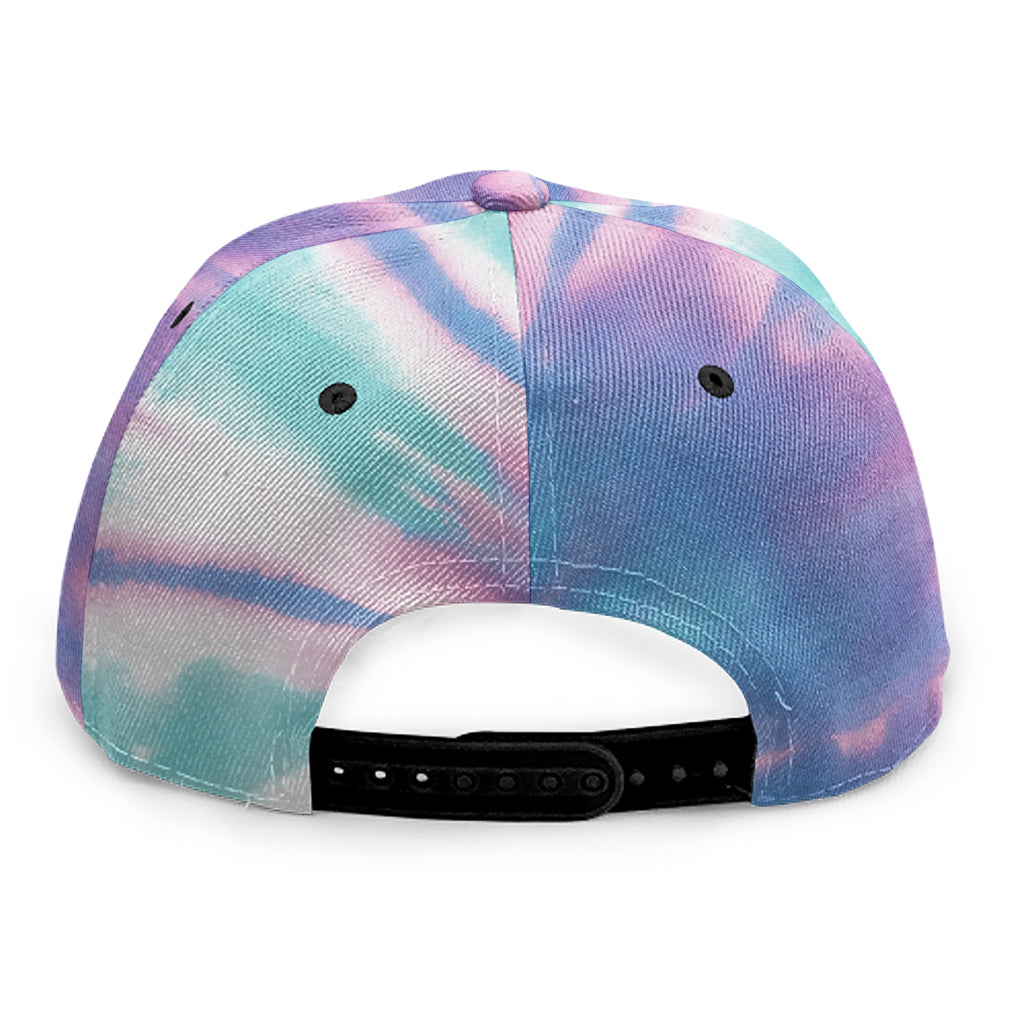 Teal And Pink Tie Dye Print Snapback Cap