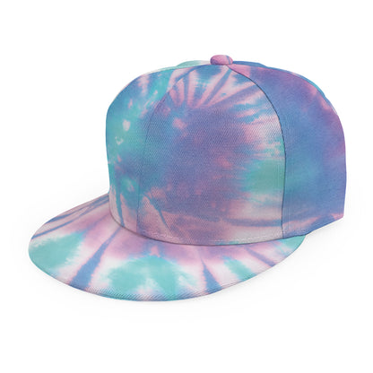 Teal And Pink Tie Dye Print Snapback Cap