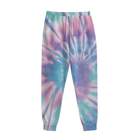 Teal And Pink Tie Dye Print Sweatpants