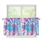 Teal And Pink Tie Dye Print Tier Curtains