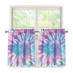 Teal And Pink Tie Dye Print Tier Curtains