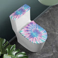 Teal And Pink Tie Dye Print Toilet Lid And Tank Cover Set