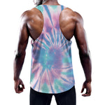 Teal And Pink Tie Dye Print Training Tank Top