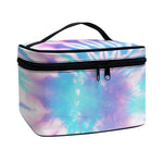Teal And Pink Tie Dye Print Travel Makeup Bag
