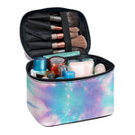 Teal And Pink Tie Dye Print Travel Makeup Bag