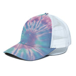 Teal And Pink Tie Dye Print White Mesh Trucker Cap