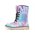 Teal And Pink Tie Dye Print Winter Boots