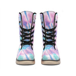 Teal And Pink Tie Dye Print Winter Boots