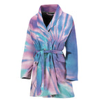 Teal And Pink Tie Dye Print Women's Bathrobe