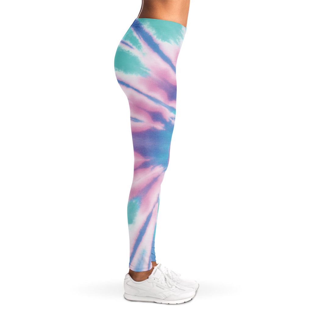 Teal And Pink Tie Dye Print Women's Leggings