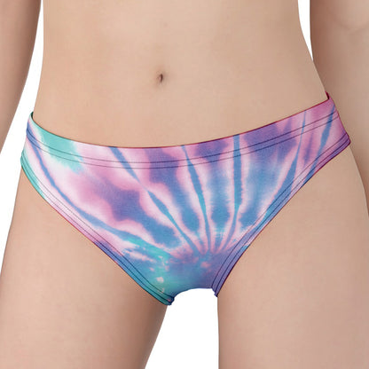 Teal And Pink Tie Dye Print Women's Panties