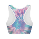 Teal And Pink Tie Dye Print Women's Sports Bra