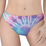 Teal And Pink Tie Dye Print Women's Thong
