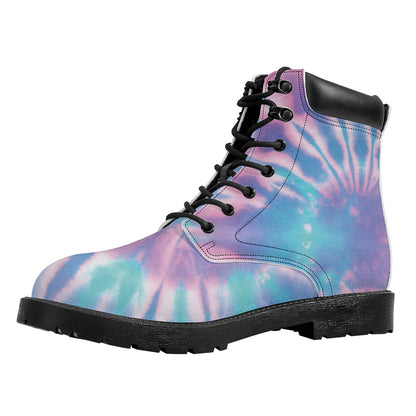 Teal And Pink Tie Dye Print Work Boots