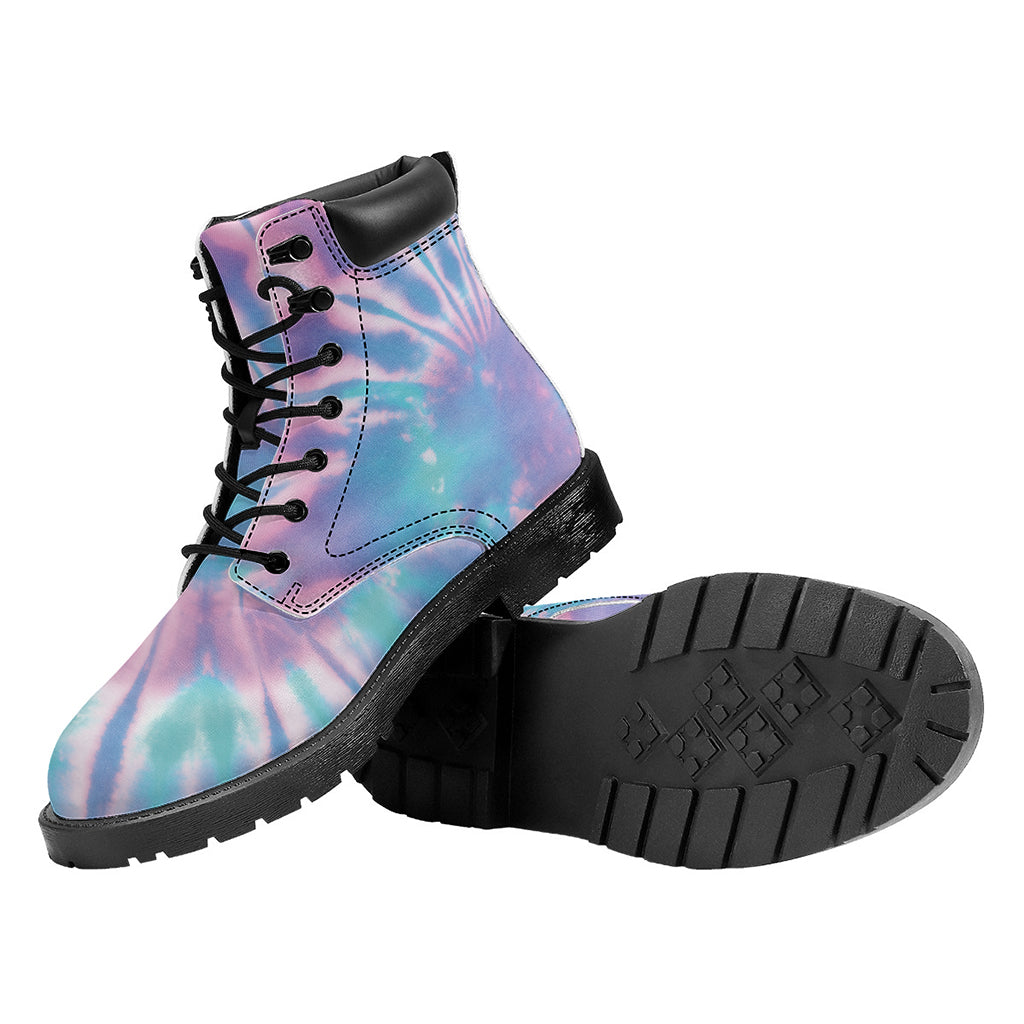 Teal And Pink Tie Dye Print Work Boots