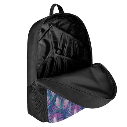 Teal And Pink Tropical Floral Print 17 Inch Backpack