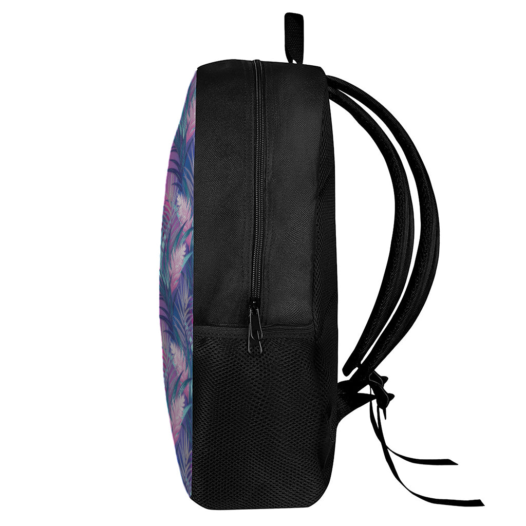 Teal And Pink Tropical Floral Print 17 Inch Backpack