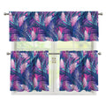 Teal And Pink Tropical Floral Print 3 Piece Kitchen Curtains