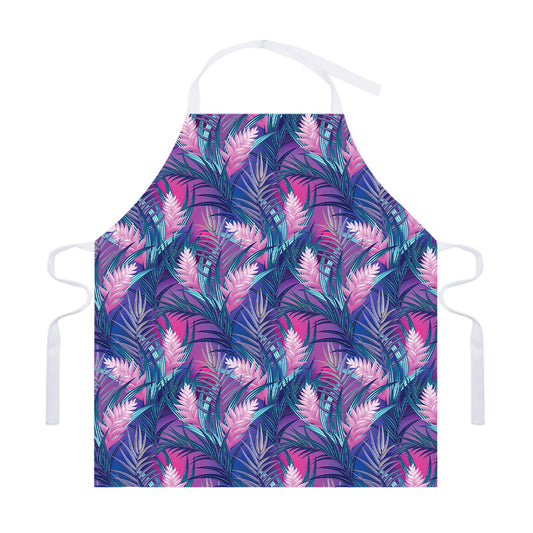 Teal And Pink Tropical Floral Print Adjustable Apron