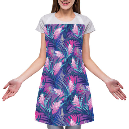 Teal And Pink Tropical Floral Print Adjustable Apron