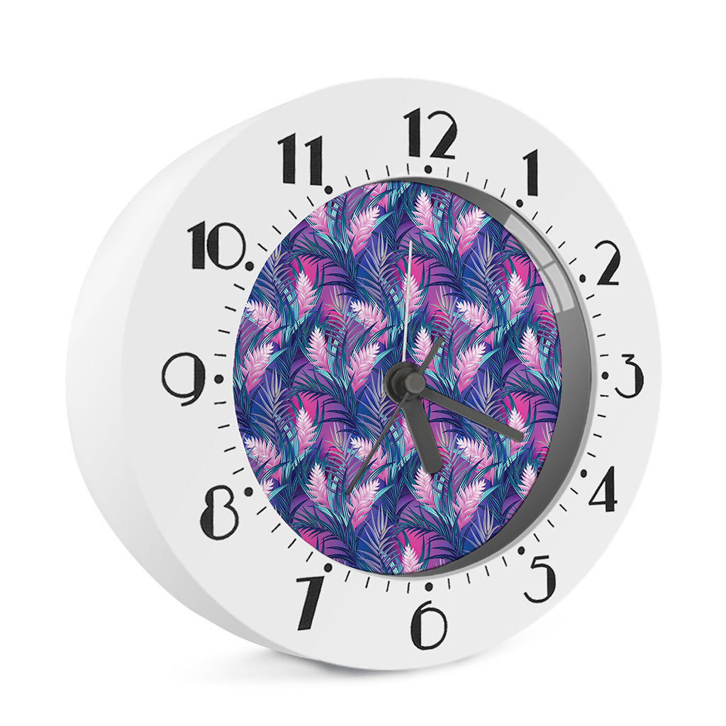 Teal And Pink Tropical Floral Print Alarm Clock
